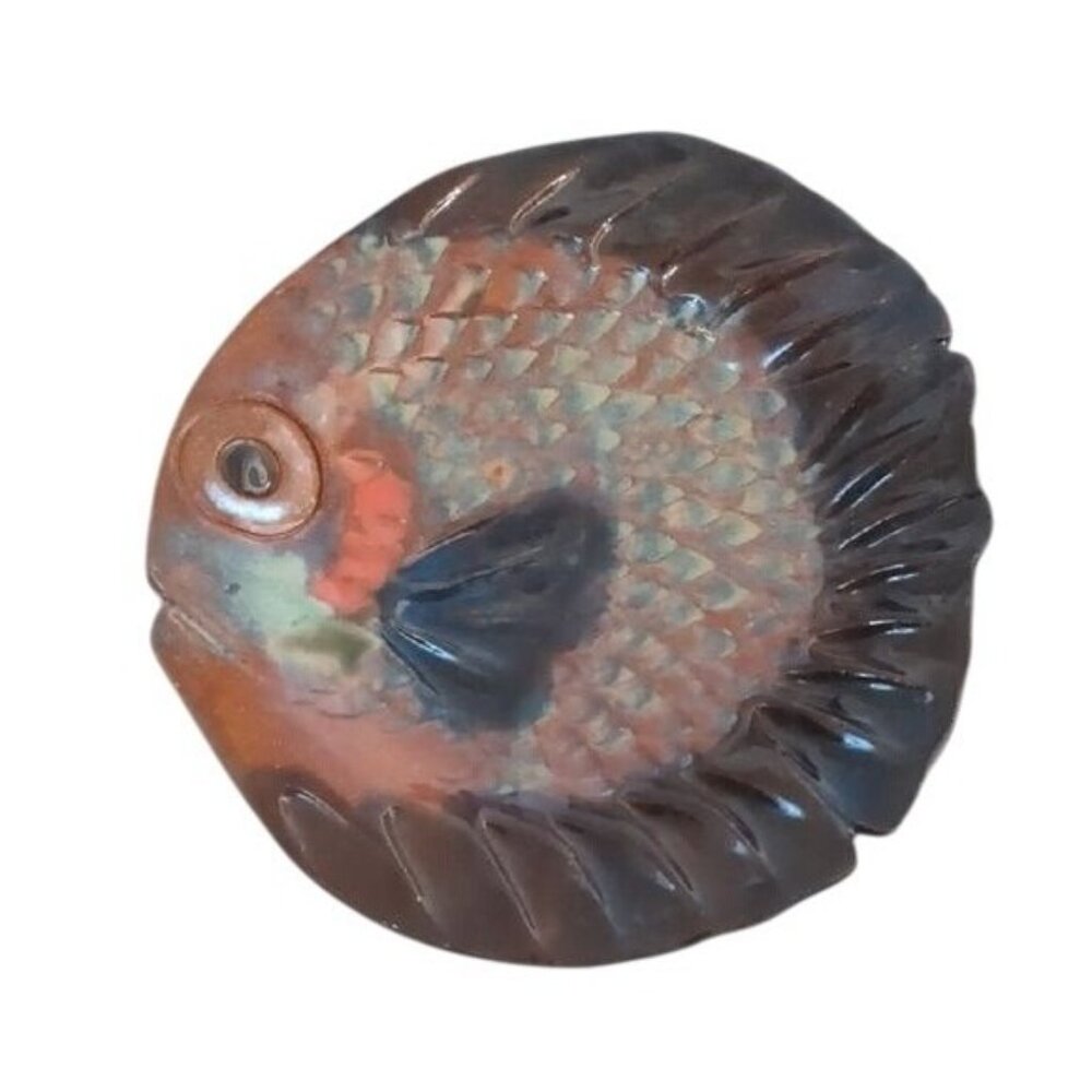 Fish Ceramic Wall Decor Vintage iridescent Art pottery set of 2 - Picture 3 of 6